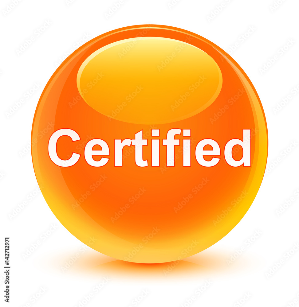 Certified glassy orange round button Certified glassy orange round button