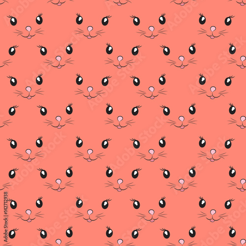 Seamless orange pattern with cute face