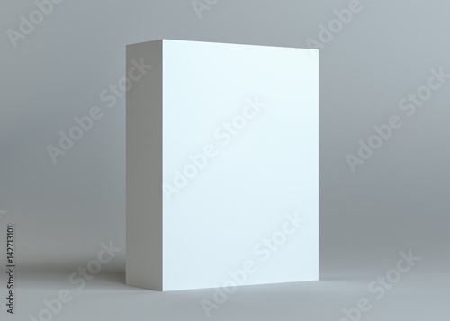 White empty cardboard box on gray background