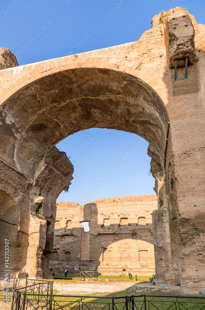 Rome, Italy. Kind of ruins of one of the halls of the thermae of the Emperor of Caracalla, 217.
