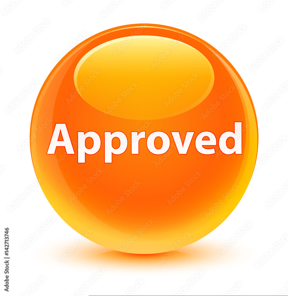 Approved glassy orange round button Approved glassy orange round button