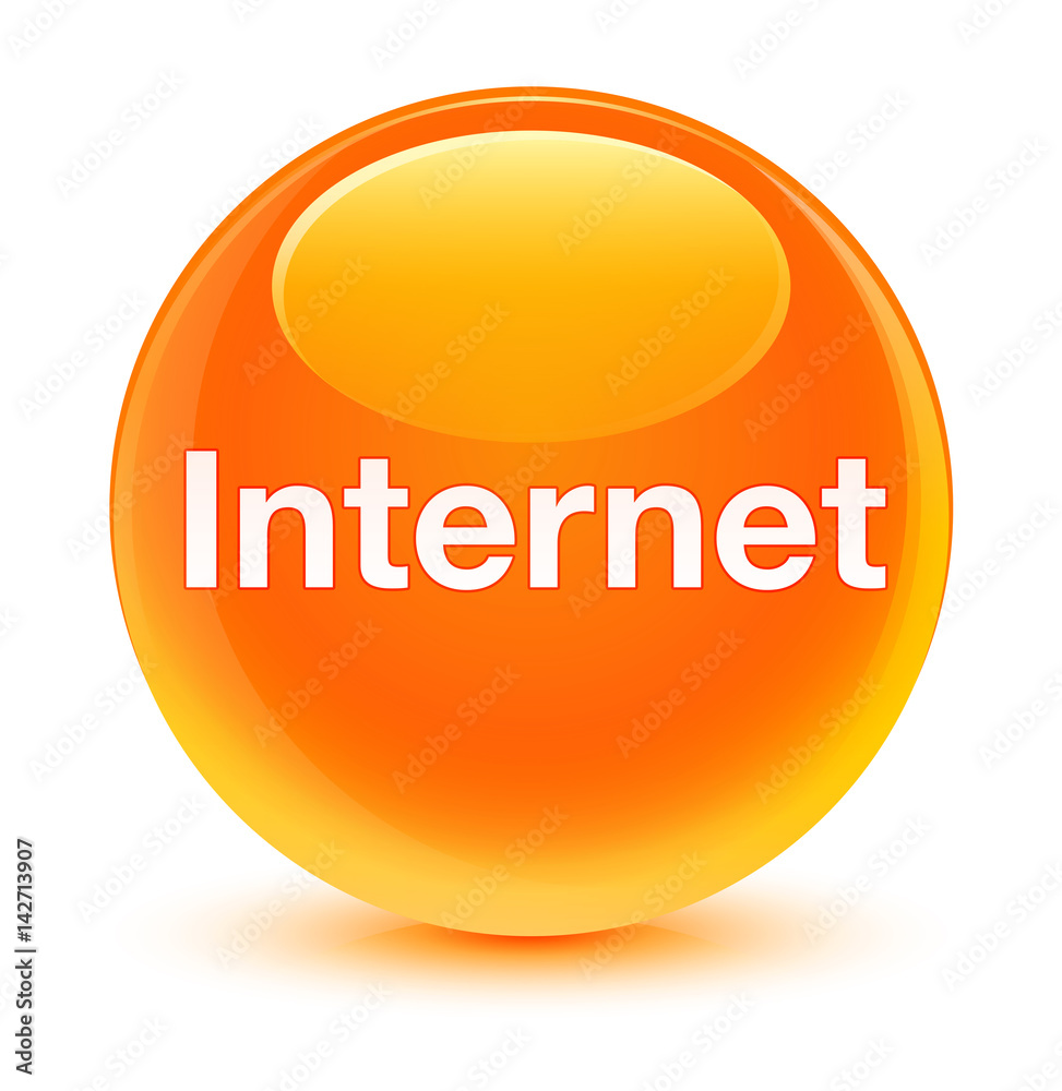 Internet glassy orange round button Internet glassy orange round button