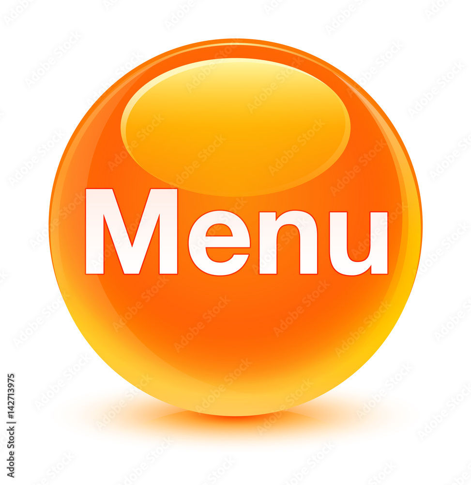 Menu glassy orange round button Menu glassy orange round button