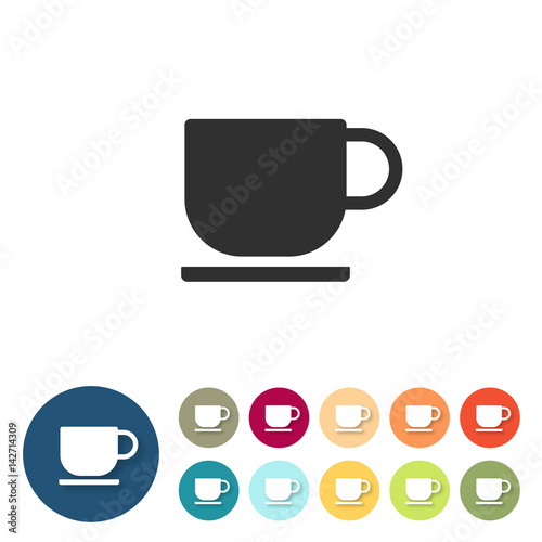 Button-Set bunt flach - Kaffeetasse