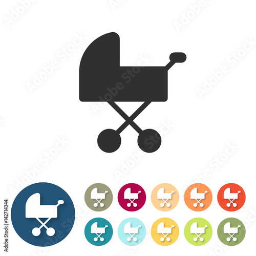 Button-Set bunt flach - Kinderwagen modern