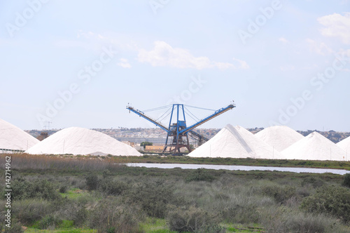 Snow-white sea salt extracted from the Mediterranean Sea in southern Spain.