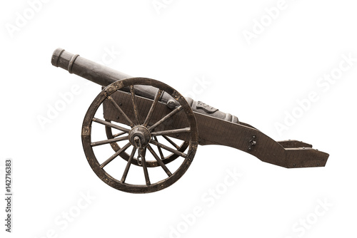 Antique cannon isolated. photo