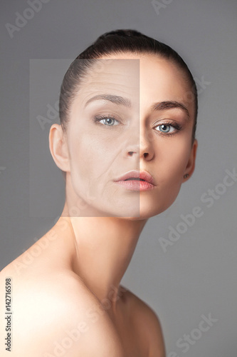 Beautiful woman changing skin beauty concept