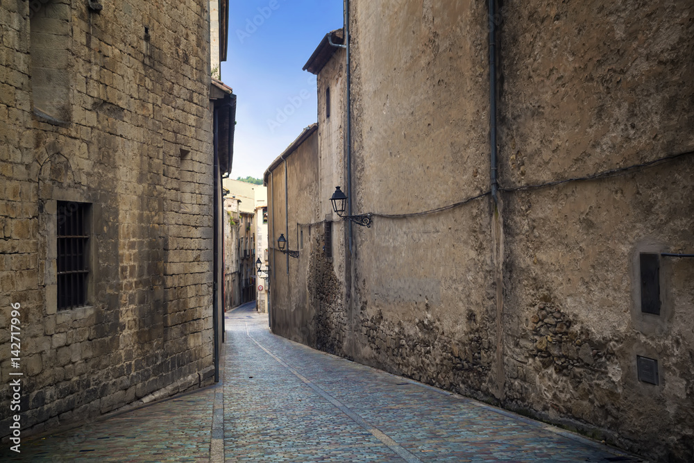 Old city street in Girona. Europe. Spain