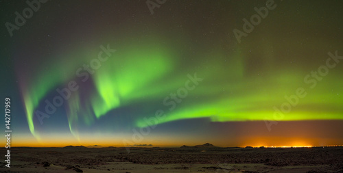 Aurora above Keflavik in Iceland.