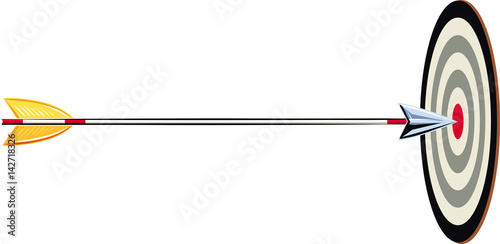 Arrow shot, it hits a target.