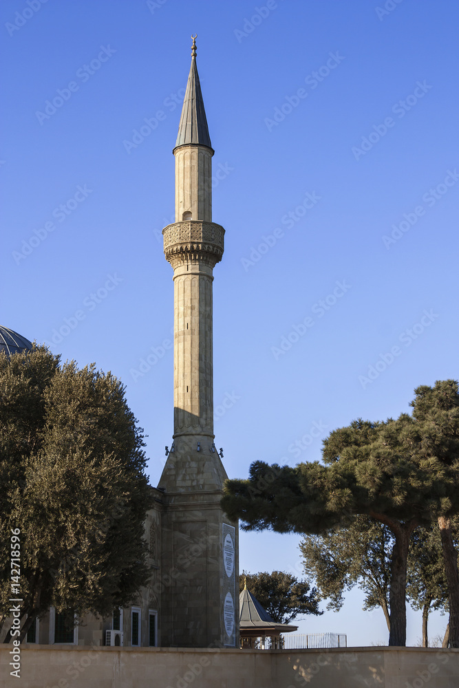 Turkish mosque in the upland Park of Baku, Azerbaijan. March 2017