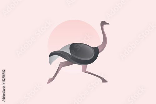 Ostrich Running Vector Logo