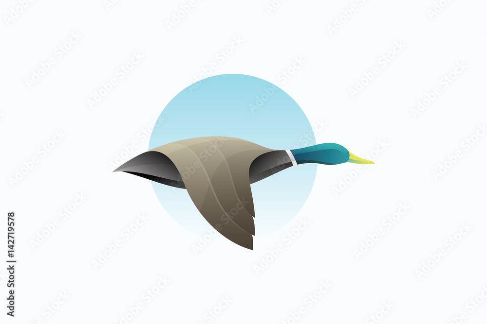 Duck Flying Vector Logo