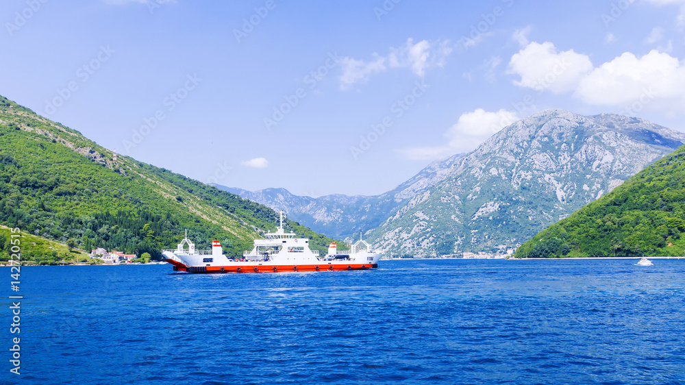 Ferry in the Boko-Kotor Bay, Montenegro