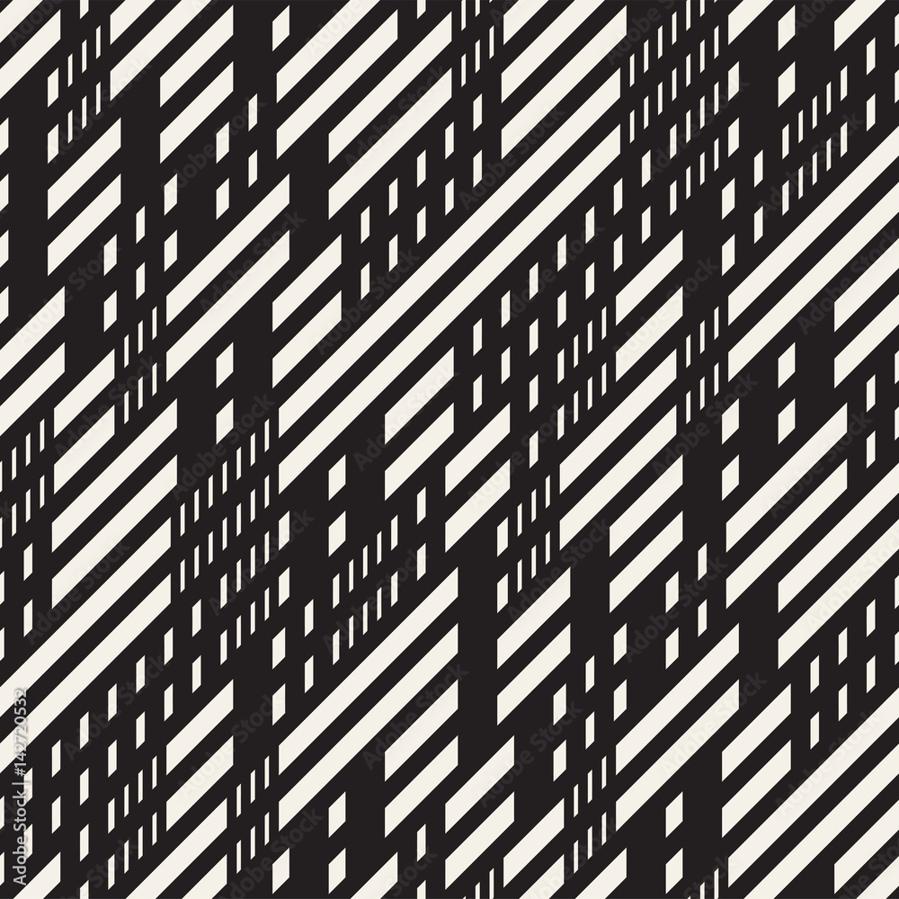 Black and White Irregular Dashed Lines Pattern. Abstract Vector Seamless Background Black and White Irregular Dashed Lines Pattern. Abstract Vector Seamless Background