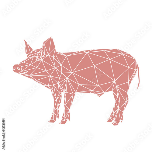 Maiale rosa, illustrazione vettoriale in stile moderno di polygoni