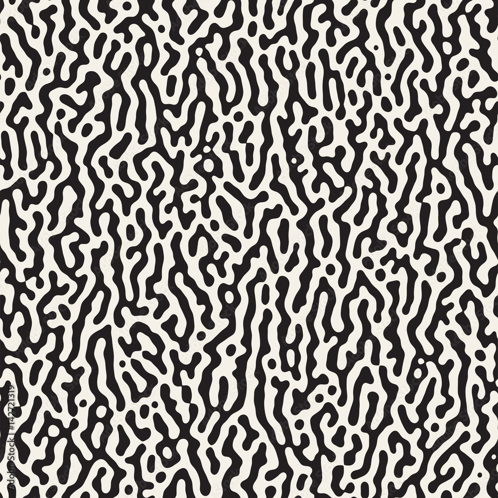 Vector Seamless Grunge Pattern. Black and White Organic Shapes. Messy Spots Texture.