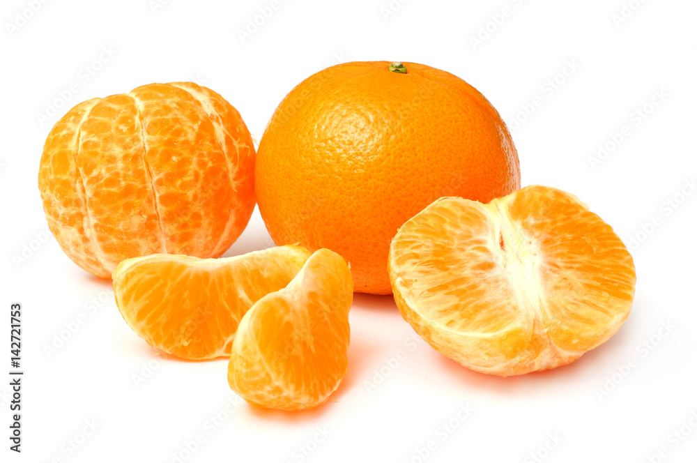 mandarin with slices isolated on white background mandarin with slices isolated on white background