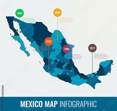 Canvas Print Mexico map infographic template
