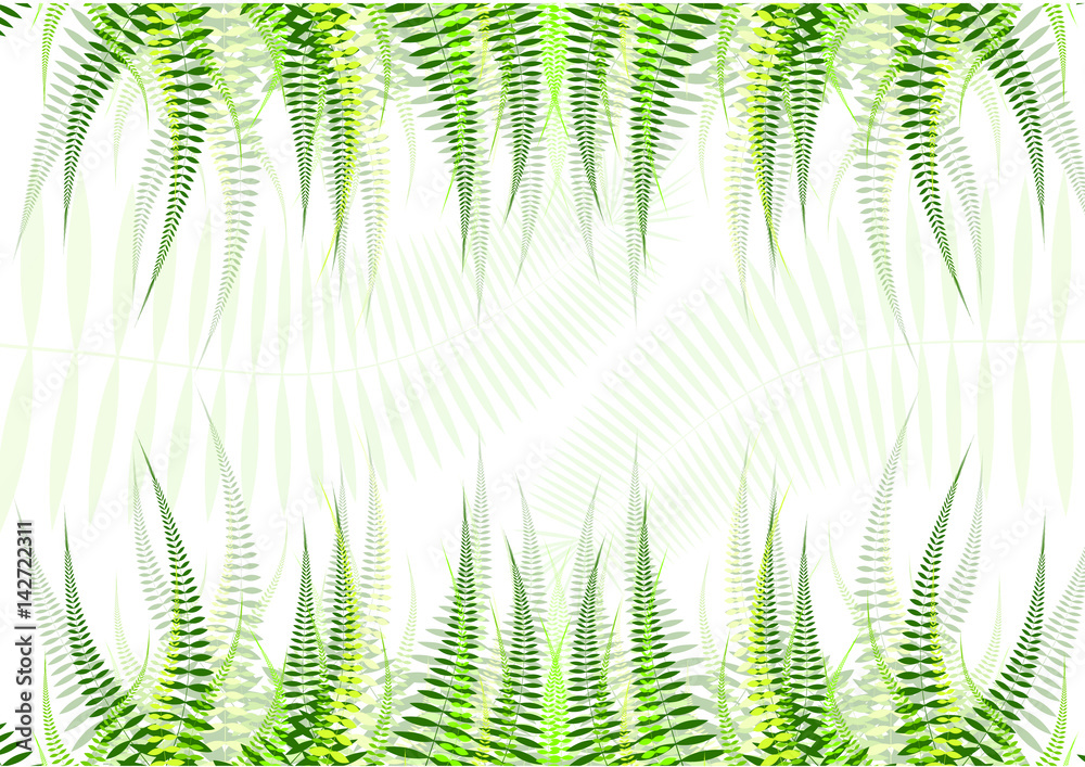  Horizontal seamless background with green leaves 