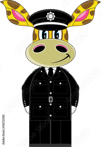Cartoon Giraffe Policeman