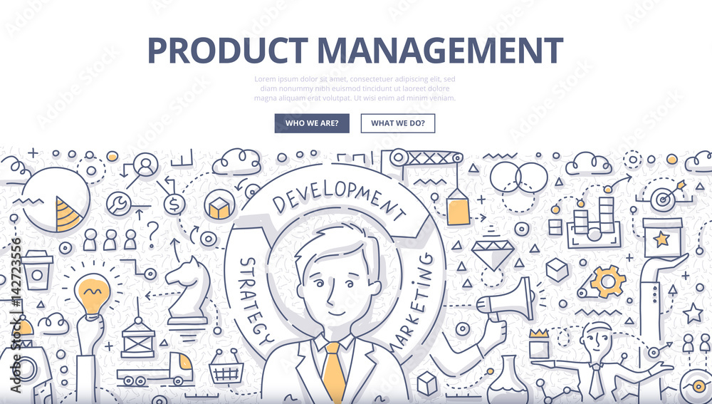 Product Management Doodle Concept - obrazy, fototapety, plakaty 