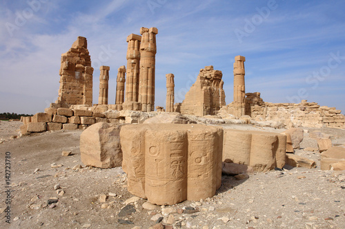 Soleb - the  ruins of a temple founded  by pharaoh Amenhotep III consecrated to the deity Amun Re
