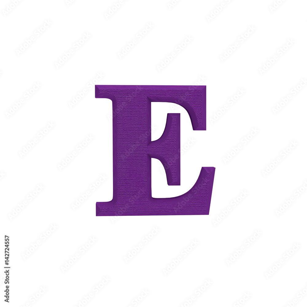 Letter E made of cloth, tissue texture, 3d illustration. Letter E made of cloth, tissue texture, 3d illustration.