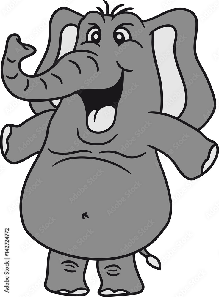Obraz premium lustiger lachender comic cartoon elefant glücklich gemalt süß niedlich klein dick