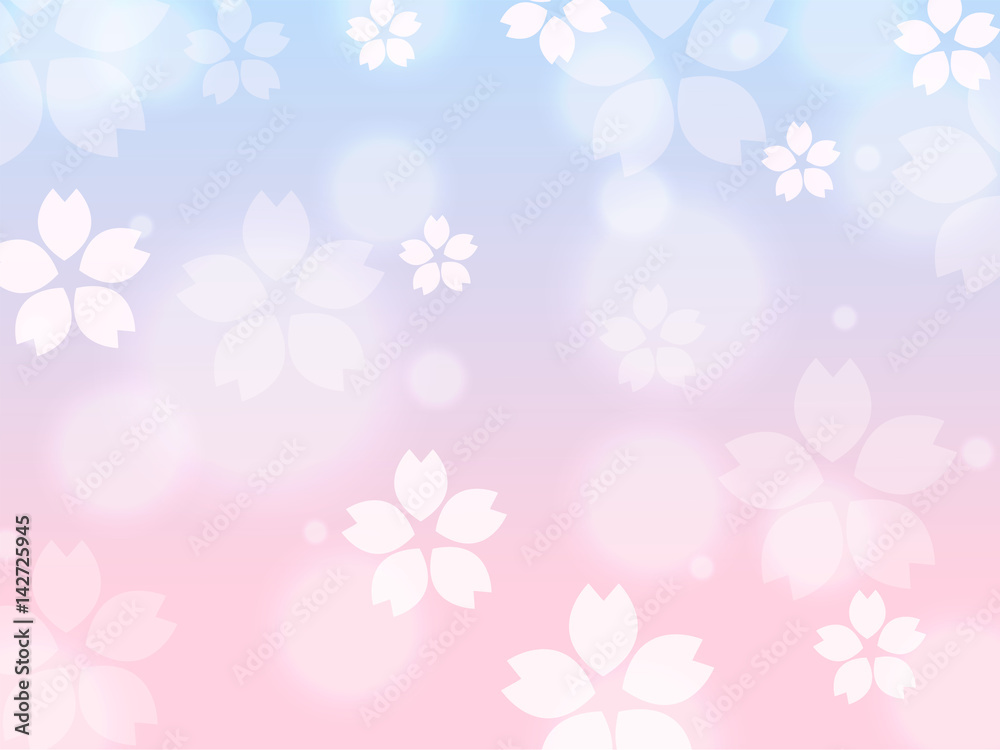 Blue Pink Sakura cherry blossom spring background illustration vector