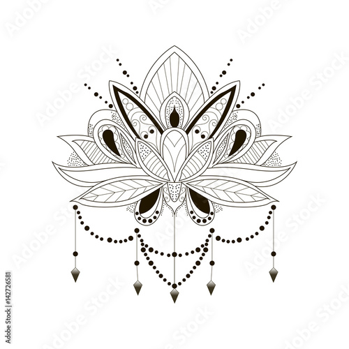 Vector ornament lotus. tattoo