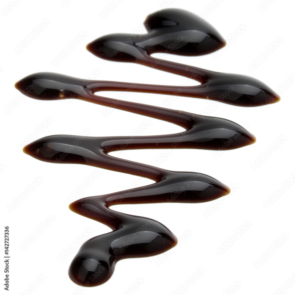 Obraz premium Balsamic vinegar cream isolated on white background. Italian salad dressing, sauce.