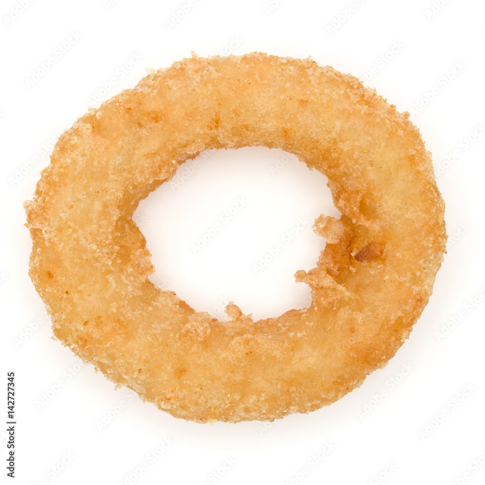 Crispy deep fried onion or Calamari ring isolated on white background Crispy deep fried onion or Calamari ring isolated on white background