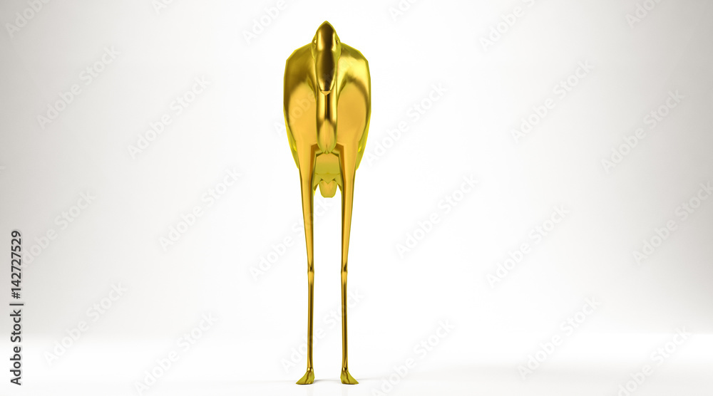 golden 3d rendering of an animal isolated on white golden 3d rendering of an animal isolated on white