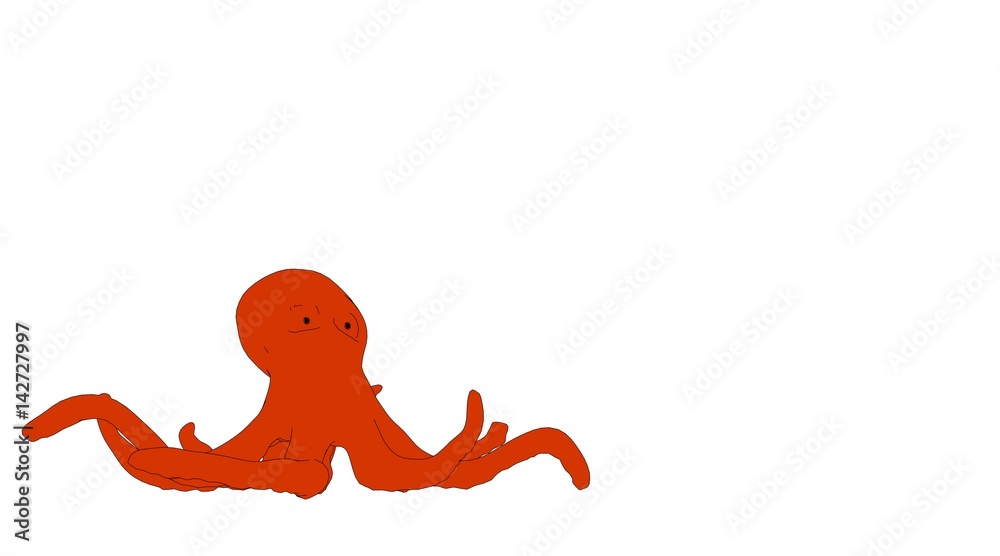 outlined octopus isolated on white 3d rendering outlined octopus isolated on white 3d rendering