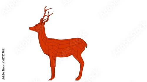 outlined animal isolated on white 3d rendering