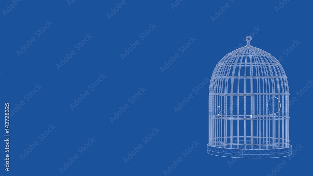 3d rendering of an outlined cage