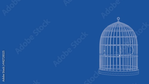 3d rendering of an outlined cage