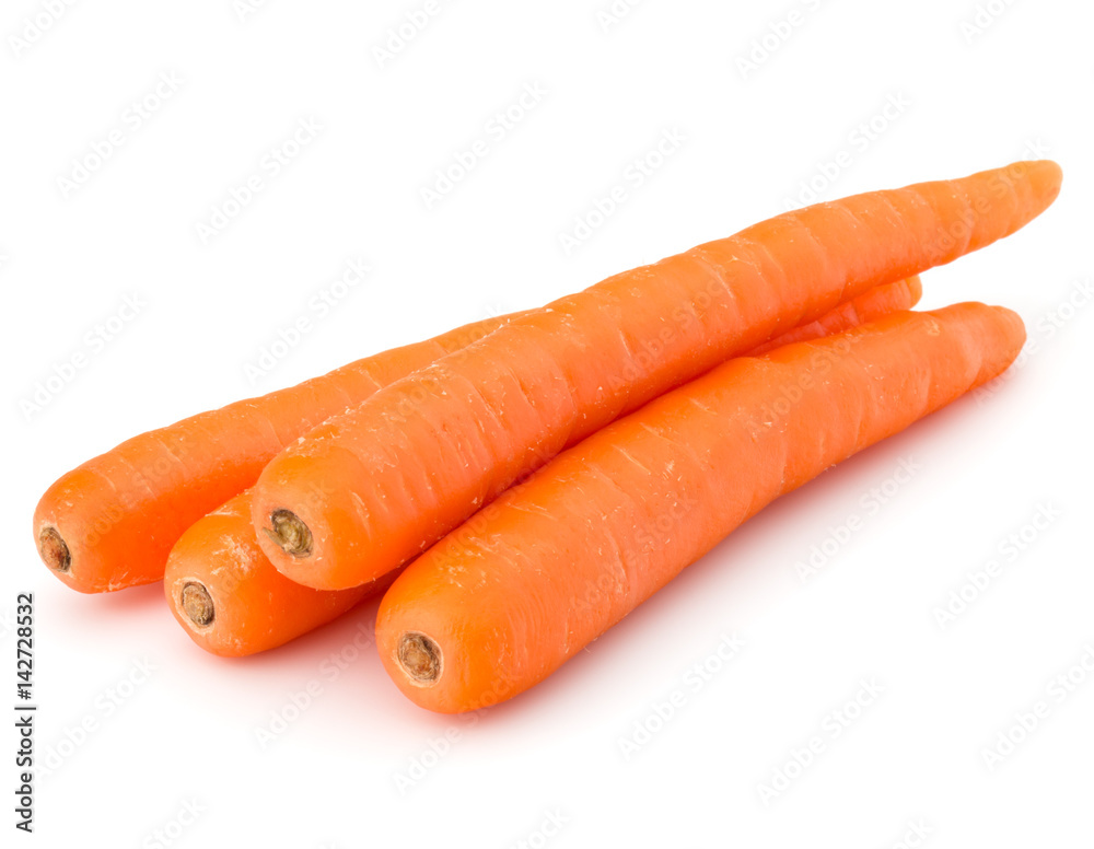 Sweet raw carrot tuber isolated on white background cutout Sweet raw carrot tuber isolated on white background cutout