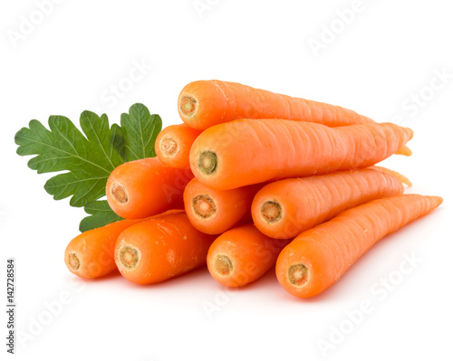 Sweet raw carrot tuber isolated on white background cutout photo