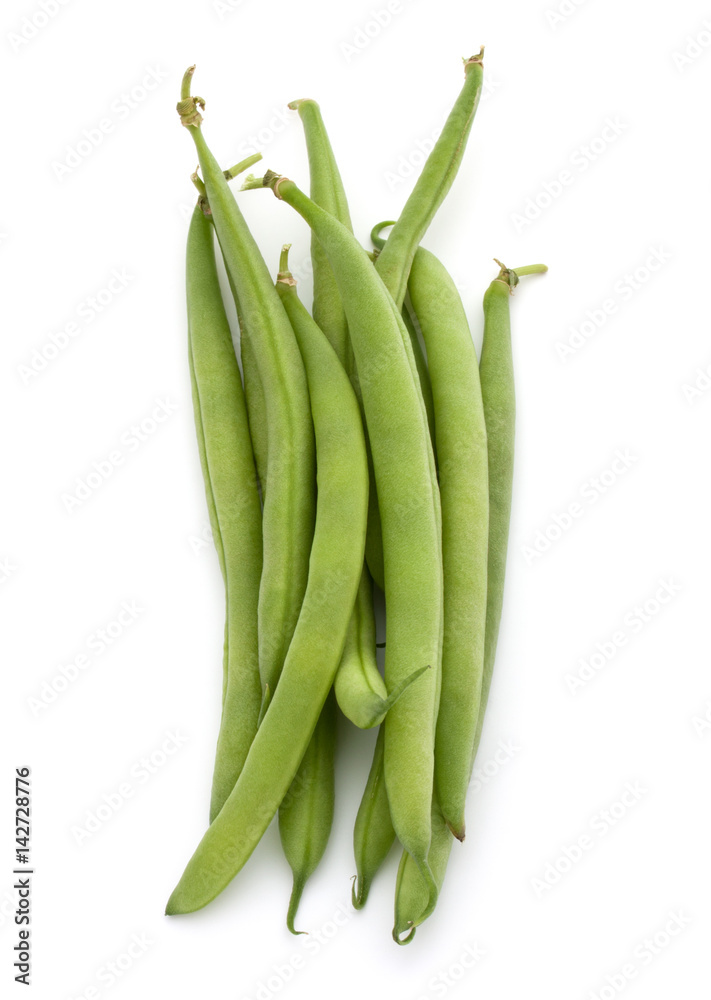 Green beans handful isolated on white background cutout Green beans handful isolated on white background cutout
