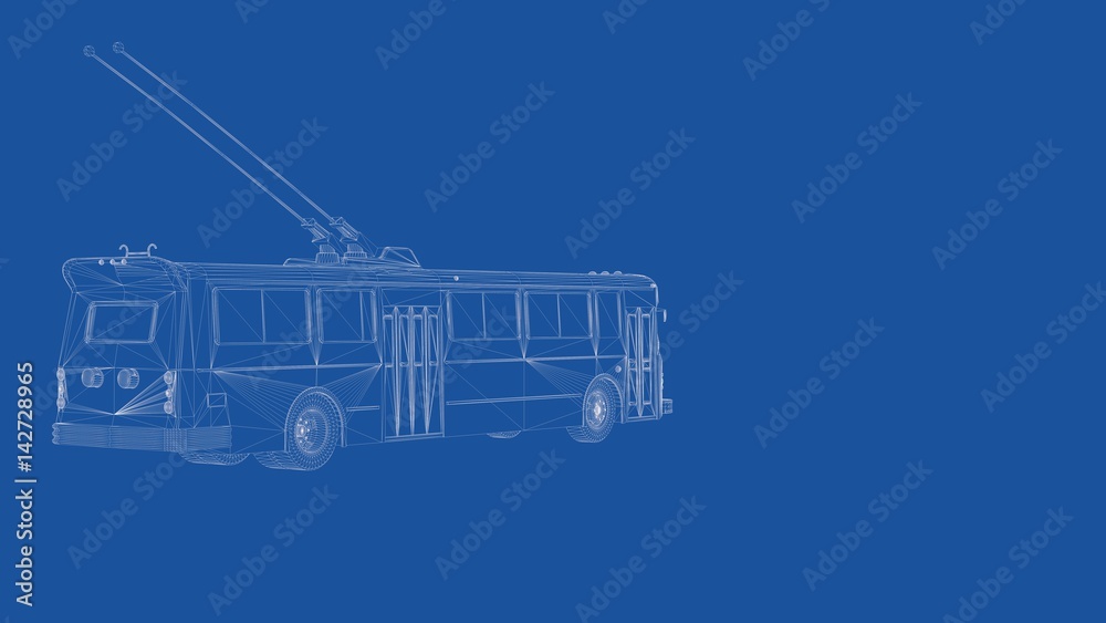 3d rendering of an outlined train 3d rendering of an outlined train