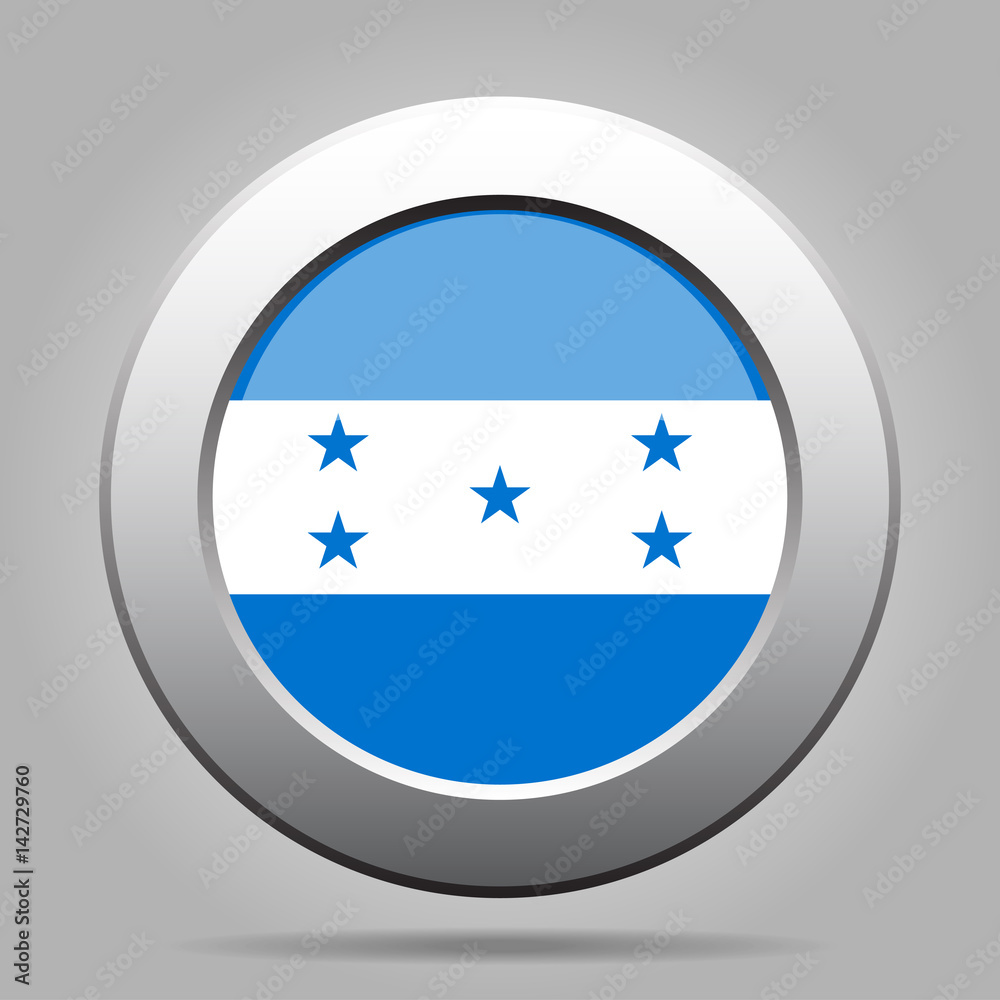 Flag of Honduras. Shiny metal gray round button. Flag of Honduras. Shiny metal gray round button.