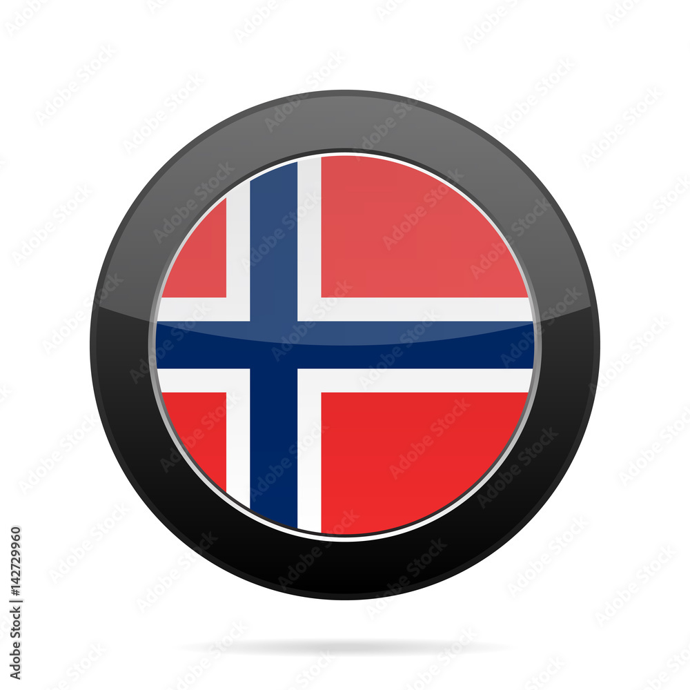 Obraz premium Flag of Norway. Shiny black round button.