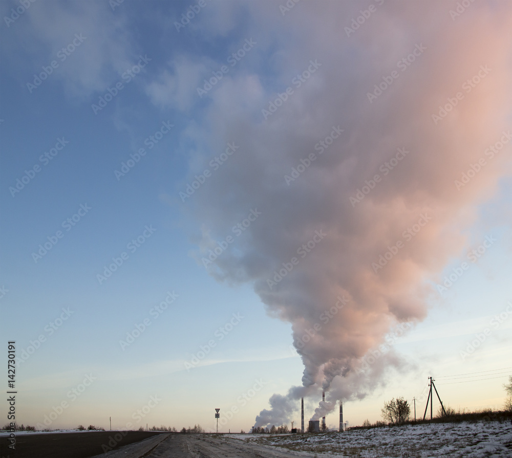 Smoke from Pipes of thermoelectric station