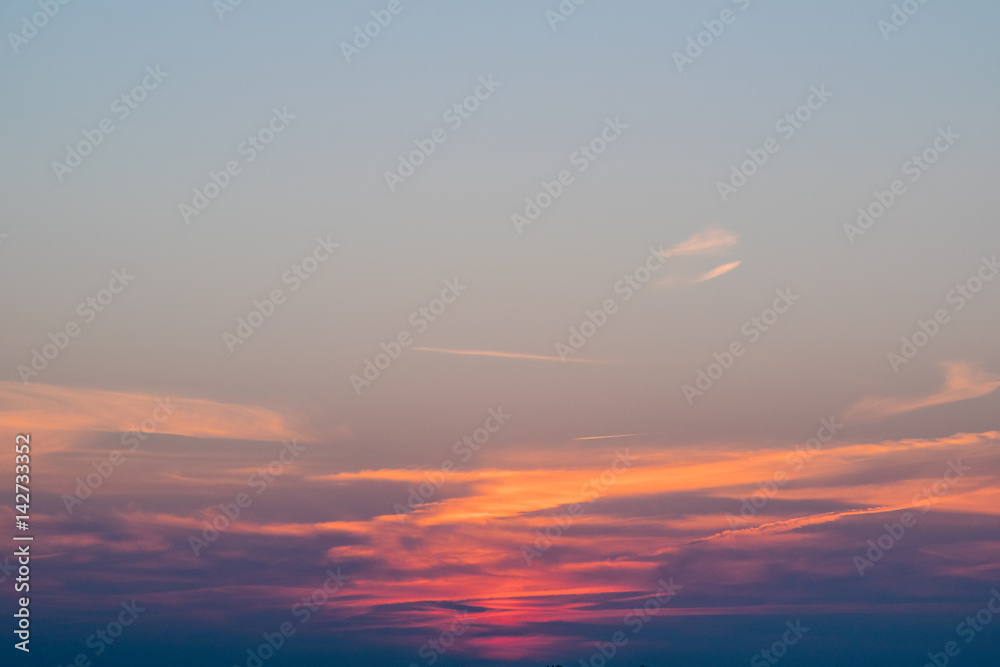 sunset in Europe Germany with a green field