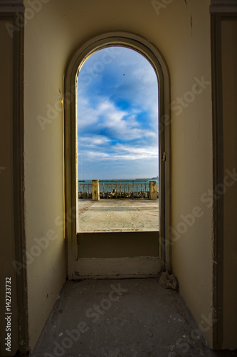 Window to sea from old casino in Constanta, Romania, on the Black Sea coast was build in 1910 © FotoGroupMedia