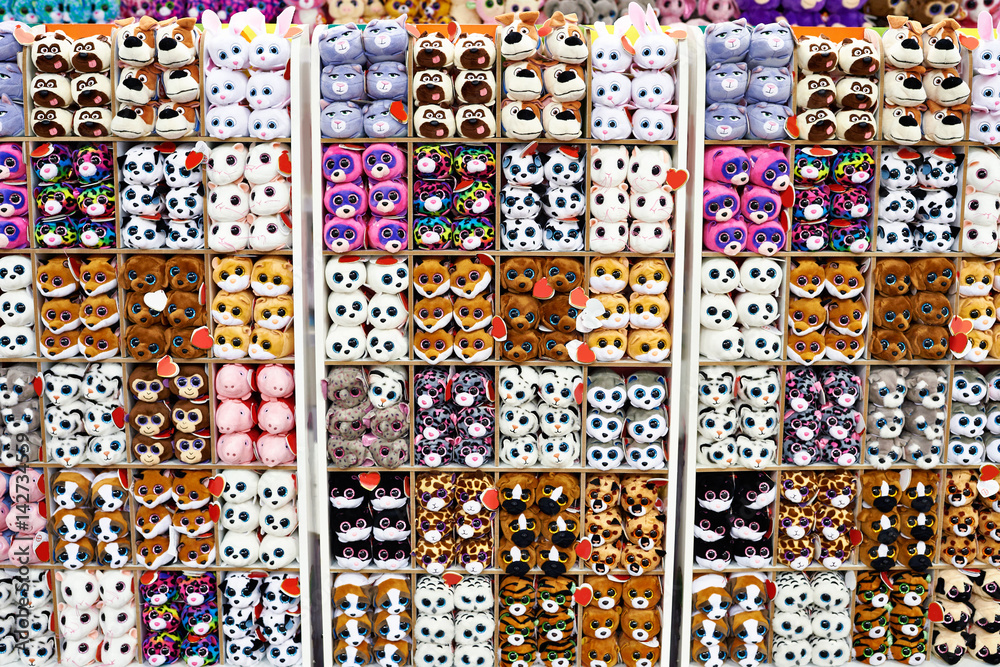 Soft toy animals in children's store