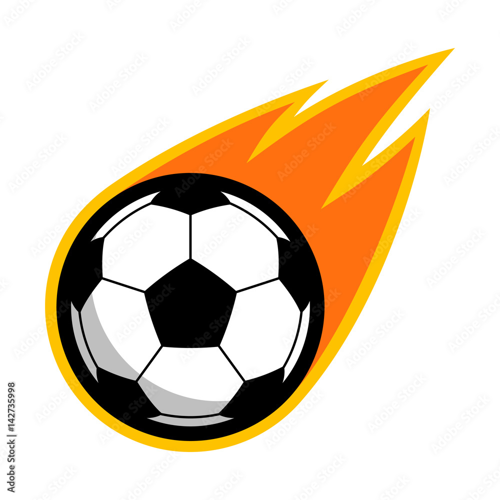Fototapeta premium Soccer football comet fire tail flying